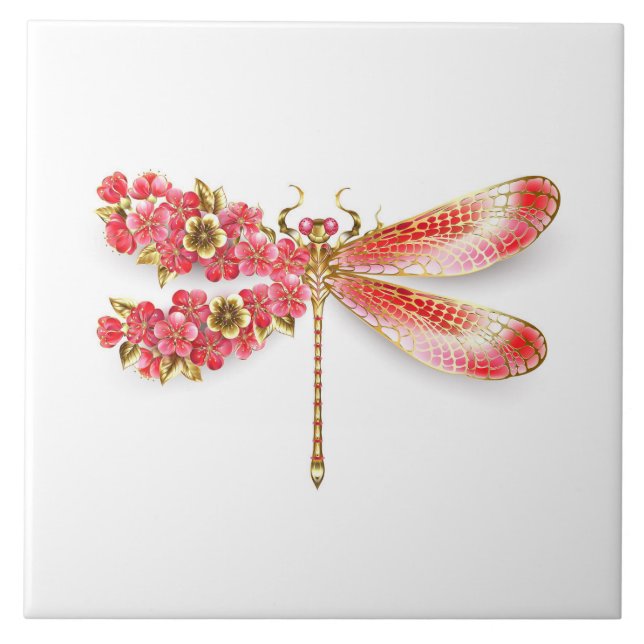 Flower dragonfly with jewellery sakura tile (Front)