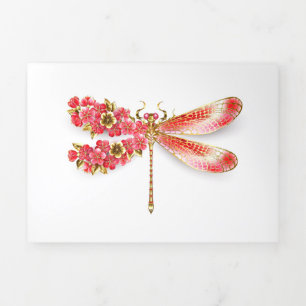 Flower dragonfly with jewellery sakura Tri-Fold holiday card