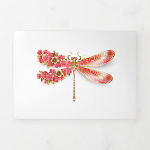 Flower dragonfly with jewellery sakura Tri-Fold programme