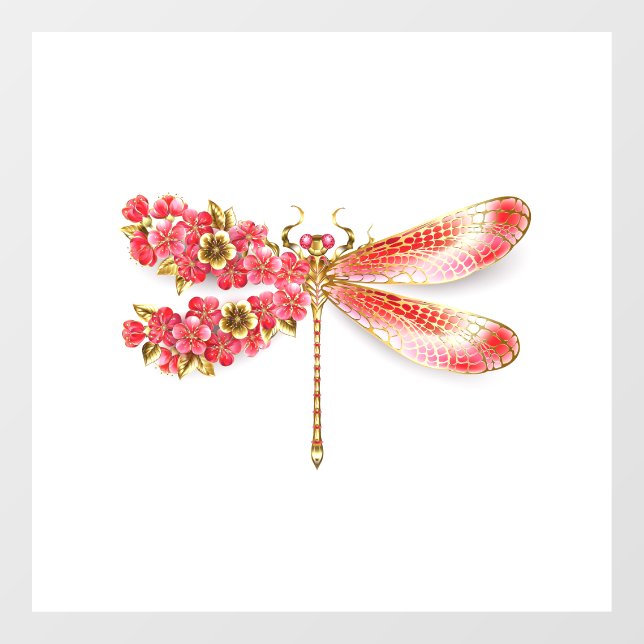 Flower dragonfly with jewellery sakura window cling (Sheet)
