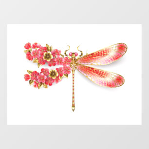 Flower dragonfly with jewellery sakura window cling