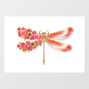 Flower dragonfly with jewellery sakura window cling