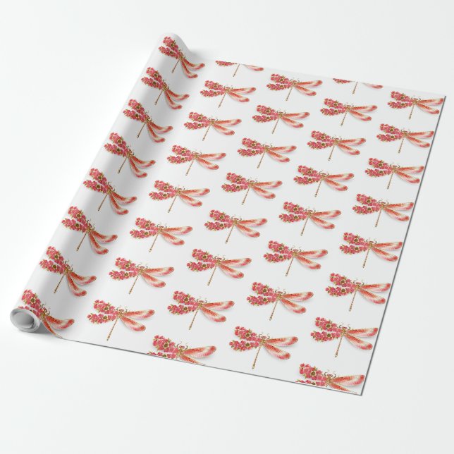 Flower dragonfly with jewellery sakura wrapping paper (Unrolled)