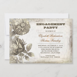 flower drawing engagement party invite