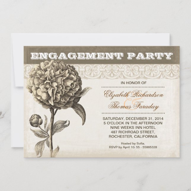 flower drawing engagement party invite (Front)