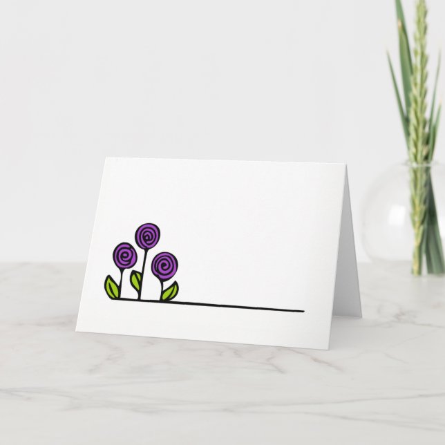 Flower Drawing Greeting Card - Blank Inside (Front)