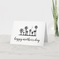 Flower Drawing Mother's Day Card - Blank Inside