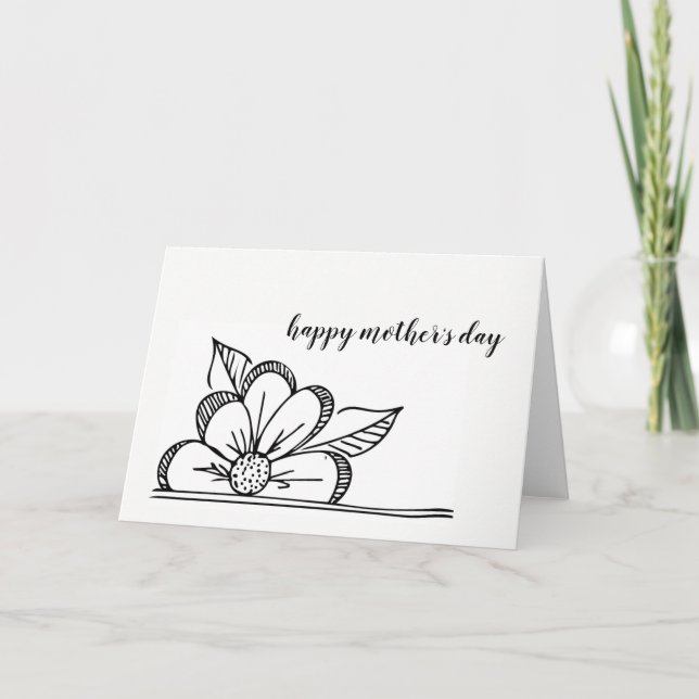 Flower Drawing Mother's Day Card - Blank Inside (Front)