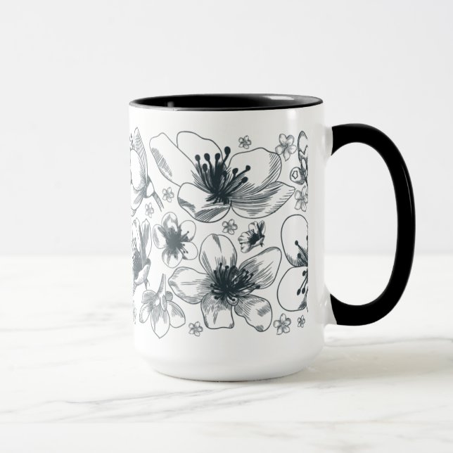 Flower Drawing on ringer mug (Right)