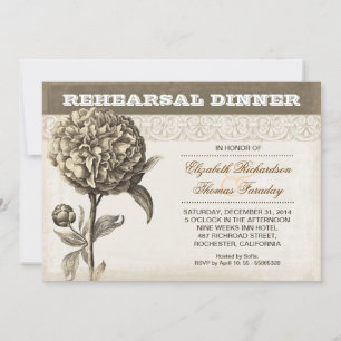 flower drawing rehearsal dinner invite