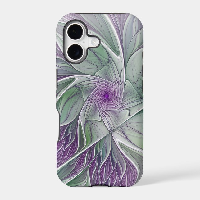 Flower Dream, Abstract Purple Green Fractal Art (Back)