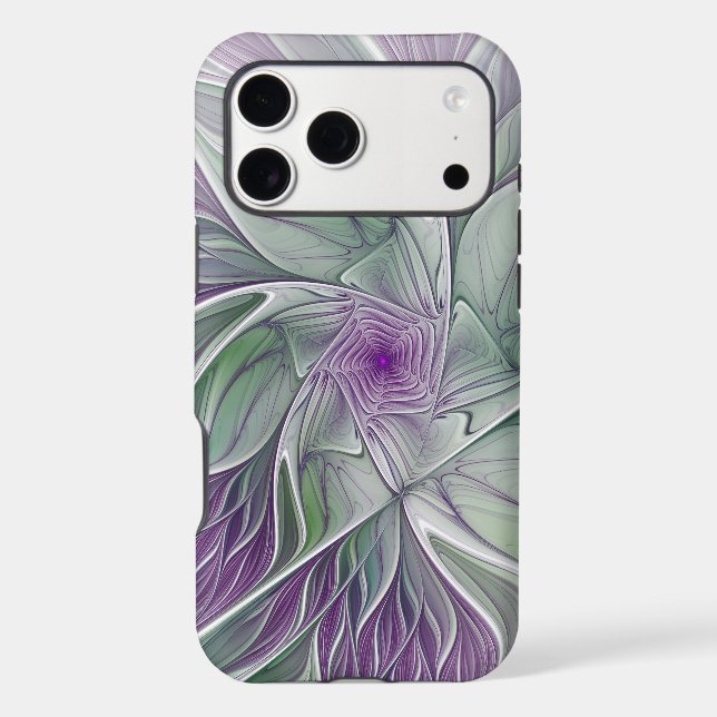Flower Dream, Abstract Purple Green Fractal Art (Verso)
