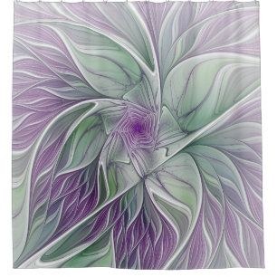 Flower Dream, Abstract Purple Green Fractal Art