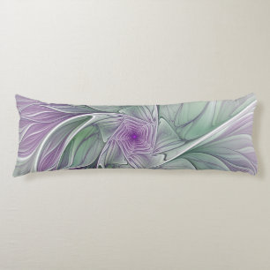 Flower Dream, Abstract Purple Green Fractal Art Body Pillow
