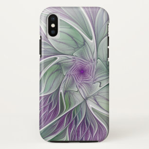 Flower Dream, Abstract Purple Green Fractal Art iPhone XS Case