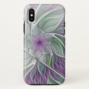 Flower Dream, Abstract Purple Green Fractal Art iPhone XS Case