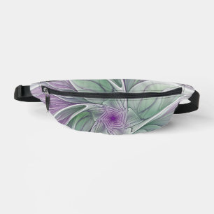Flower Dream, Abstract Purple Green Fractal Art Fanny Pack