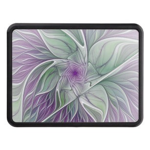 Flower Dream, Abstract Purple Green Fractal Art Trailer Hitch Cover