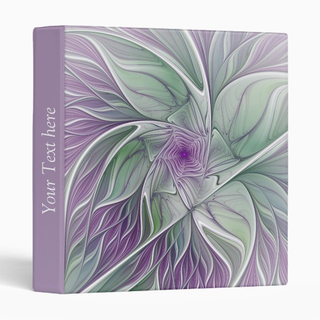 Flower Dream, Abstract Purple Green Fractal Text Binder (Front/Spine)