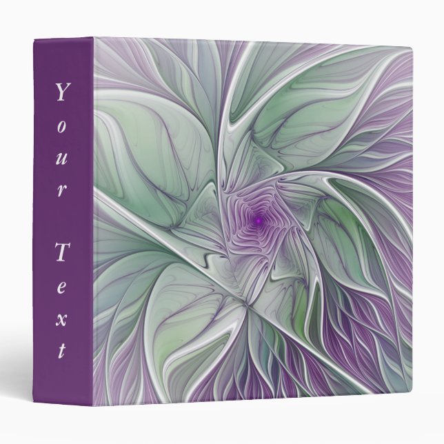 Flower Dream, Abstract Purple Green Fractal Text Binder (Front/Spine)