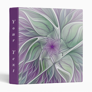 Flower Dream, Abstract Purple Green Fractal Text Binder