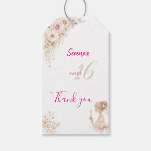 Flower Dreamy Soft Sweet 16 Birthday Gift Tag