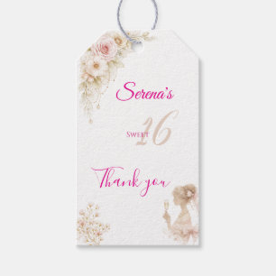Flower Dreamy Soft Sweet 16 Birthday Gift Tag