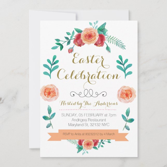 Flower Easter Celebration Invitation (Front)