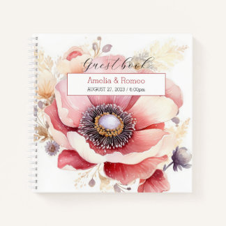 Flower Elegant Wedding Guestbook Notebook