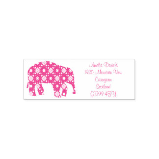 Flower  Elephant Address  Self-inking Stamp