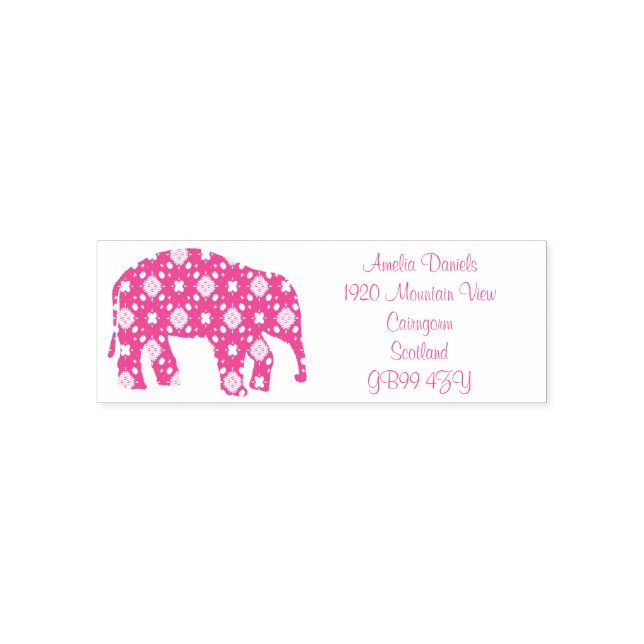 Flower  Elephant Address  Self-inking Stamp (Design)