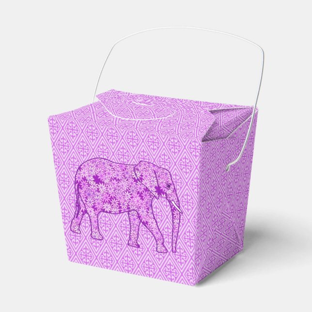 Flower elephant - amethyst purple favor box (Front Side)