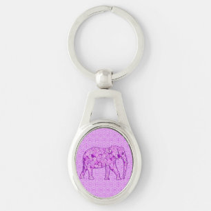 Flower elephant - amethyst purple keychain
