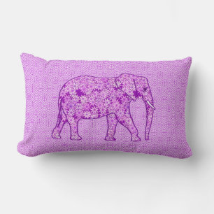Flower elephant - amethyst purple lumbar pillow