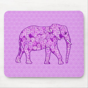 Flower elephant - amethyst purple mouse pad