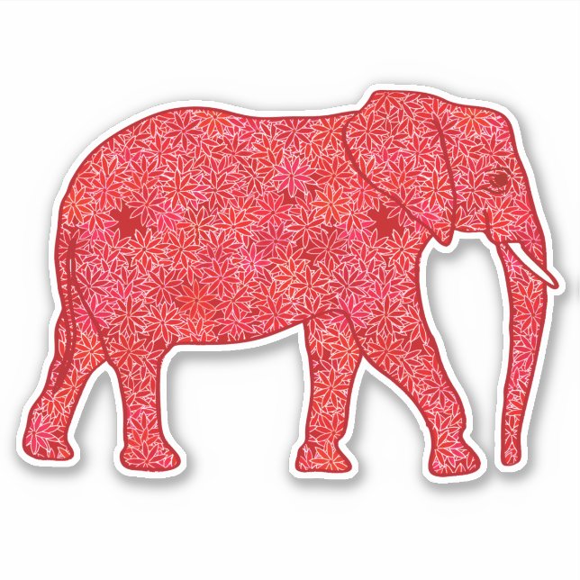 Flower Elephant, Deep Red and Coral (Front)