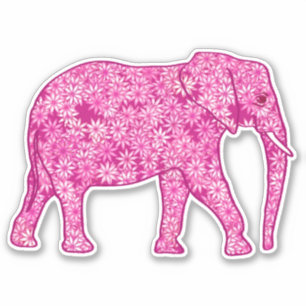 Flower Elephant, Fuchsia and Pastel Pink