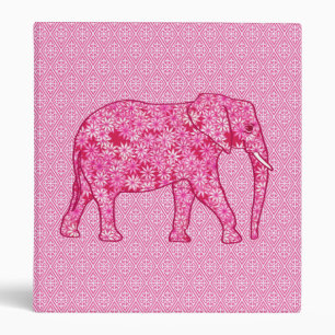 Flower elephant - fuchsia pink binder