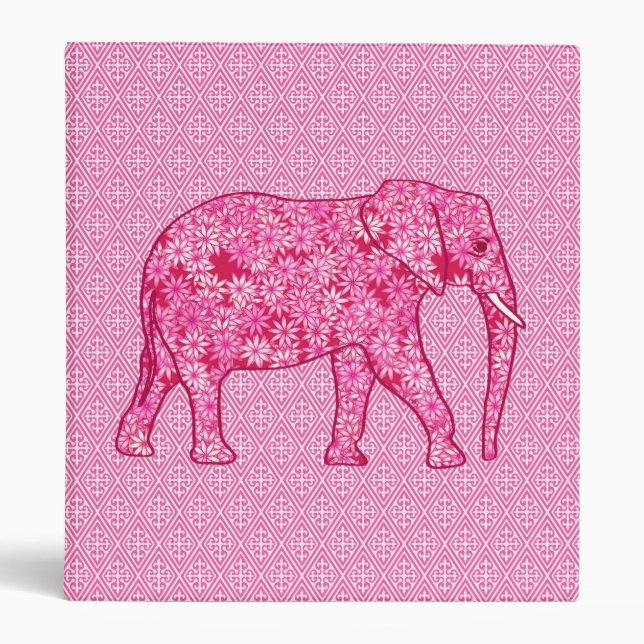 Flower elephant - fuchsia pink binder (Front)