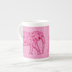Flower elephant - fuchsia pink bone china mug