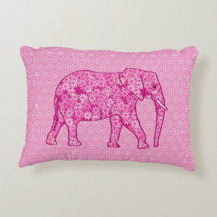 Flower elephant - fuchsia pink decorative pillow
