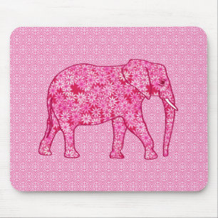 Flower elephant - fuchsia pink mouse pad