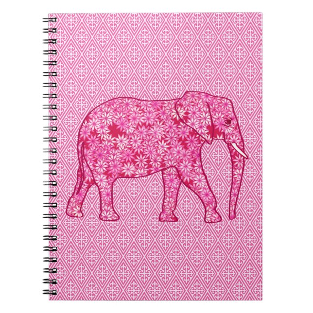 Flower elephant - fuchsia pink notebook (Front)