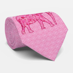 Flower elephant - fuchsia pink tie