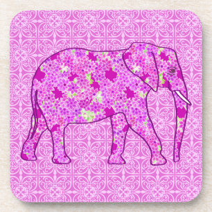 Flower elephant - orchid and magenta coaster