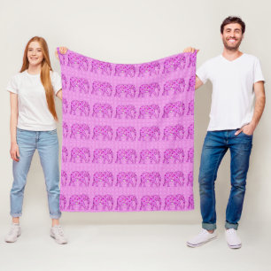Flower elephant - orchid and magenta fleece blanket