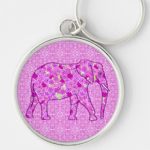 Flower elephant - orchid and magenta keychain