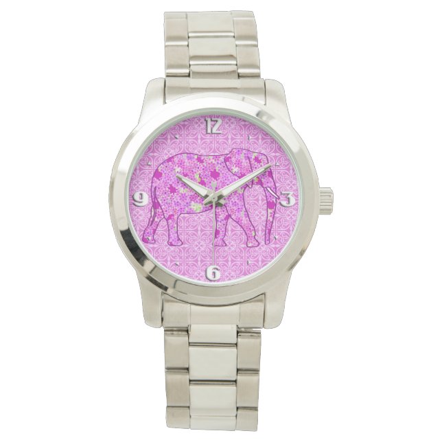 Flower elephant - orchid and magenta watch (Front)