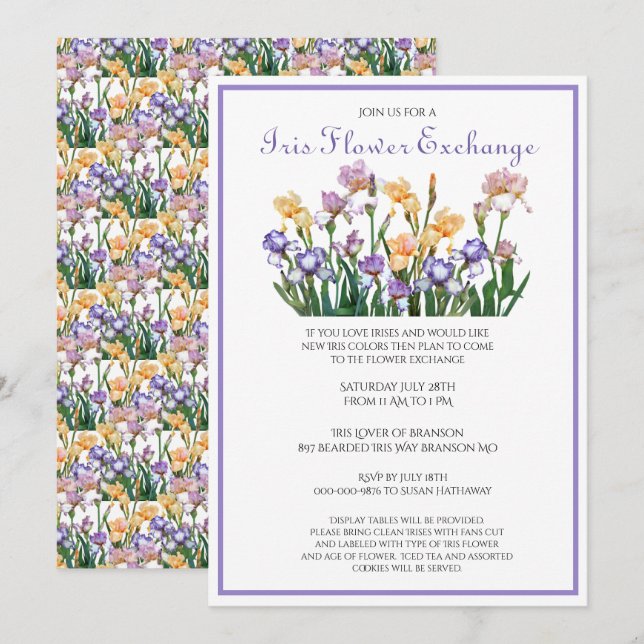 Flower Exchange Iris Bulbs  Invitation (Front/Back)