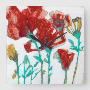 Flower Expression II Square Wall Clock